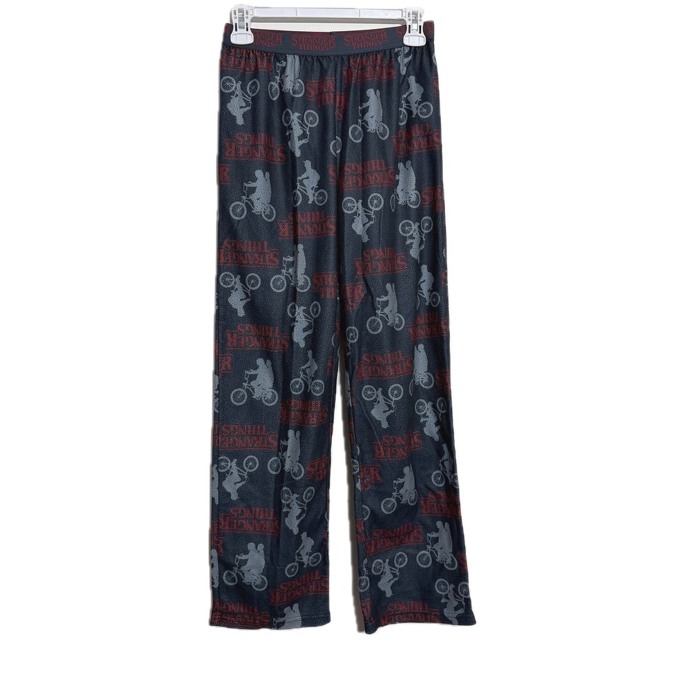 Stranger Things Pajama Pants Black Red Bicycle Netflix Lounge Youth Large